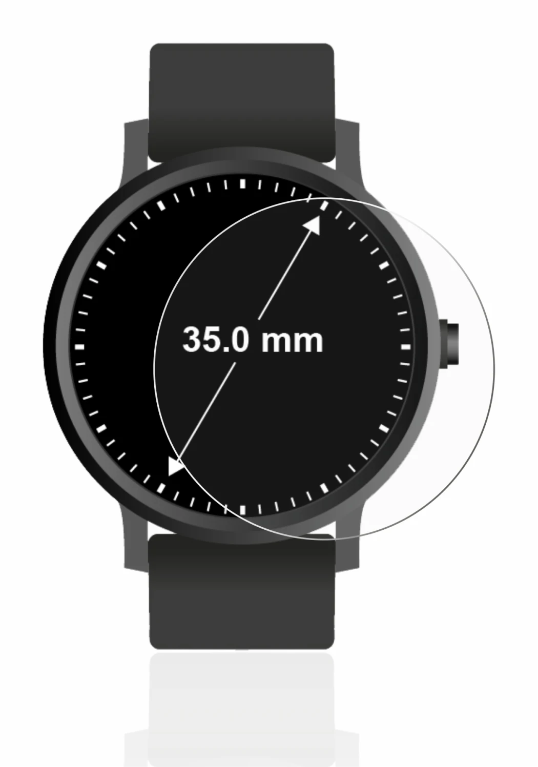 Immagine del dispositivo Orologi (Circolare, ø: 35 mm) con un'ampia varietà di protezioni per lo schermo.
