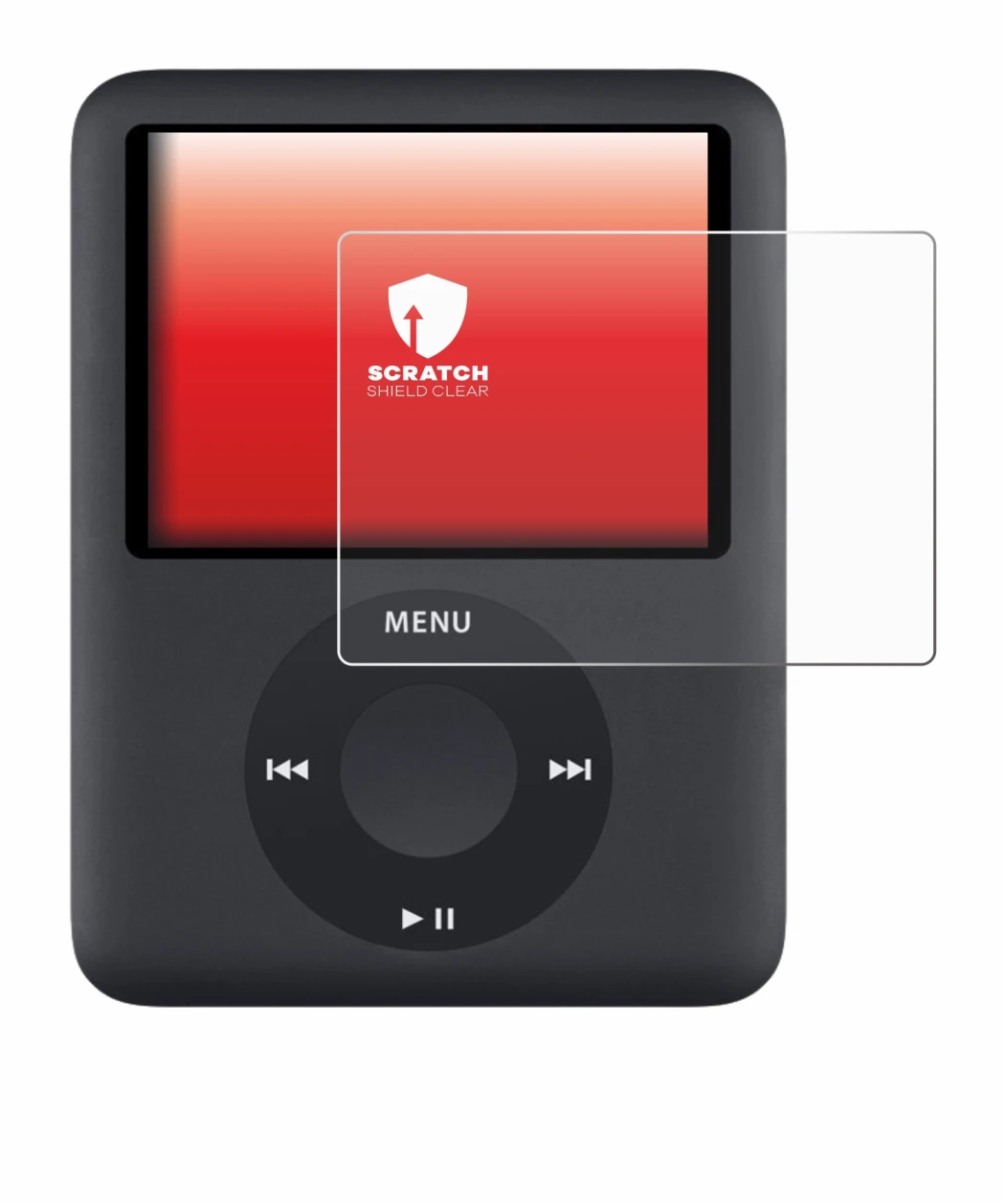 Immagine del dispositivo Apple iPod nano (3a Gen.) con un'ampia varietà di protezioni per lo schermo.