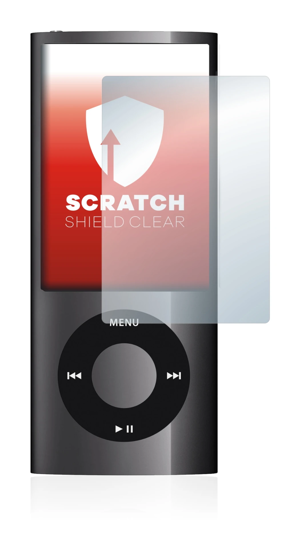 Immagine del dispositivo Apple iPod nano 2009 (5a. Gen.) con un'ampia varietà di protezioni per lo schermo.
