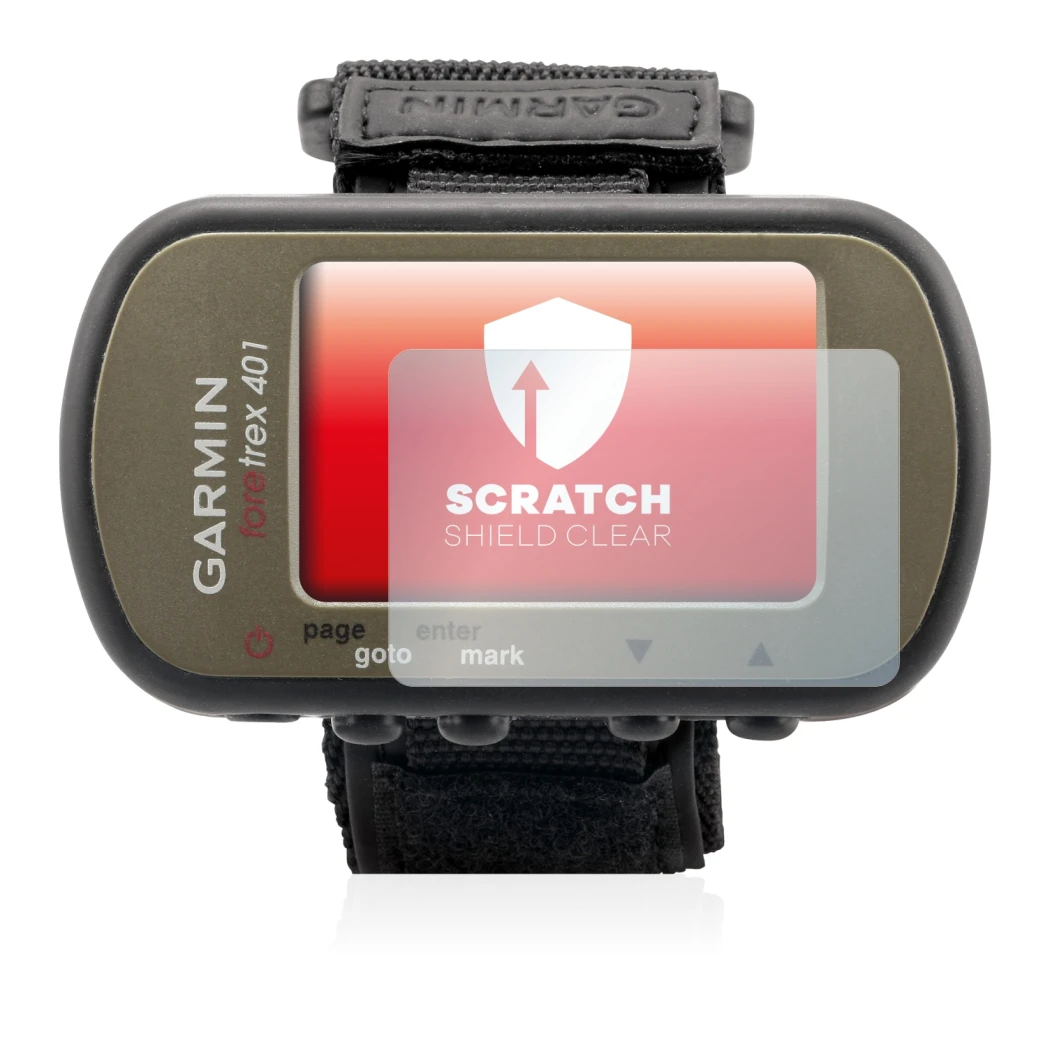 Immagine del dispositivo Garmin Foretrex 401 con un'ampia varietà di protezioni per lo schermo.