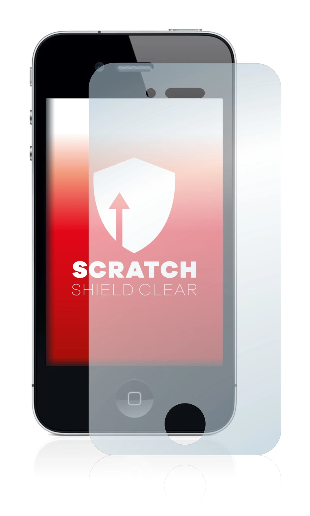 Immagine del dispositivo Apple iPhone 4 con un'ampia varietà di protezioni per lo schermo.