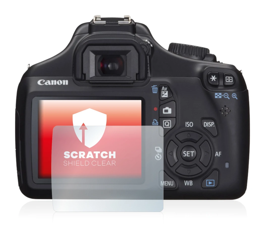 Immagine del dispositivo Canon EOS 1100D con un'ampia varietà di protezioni per lo schermo.