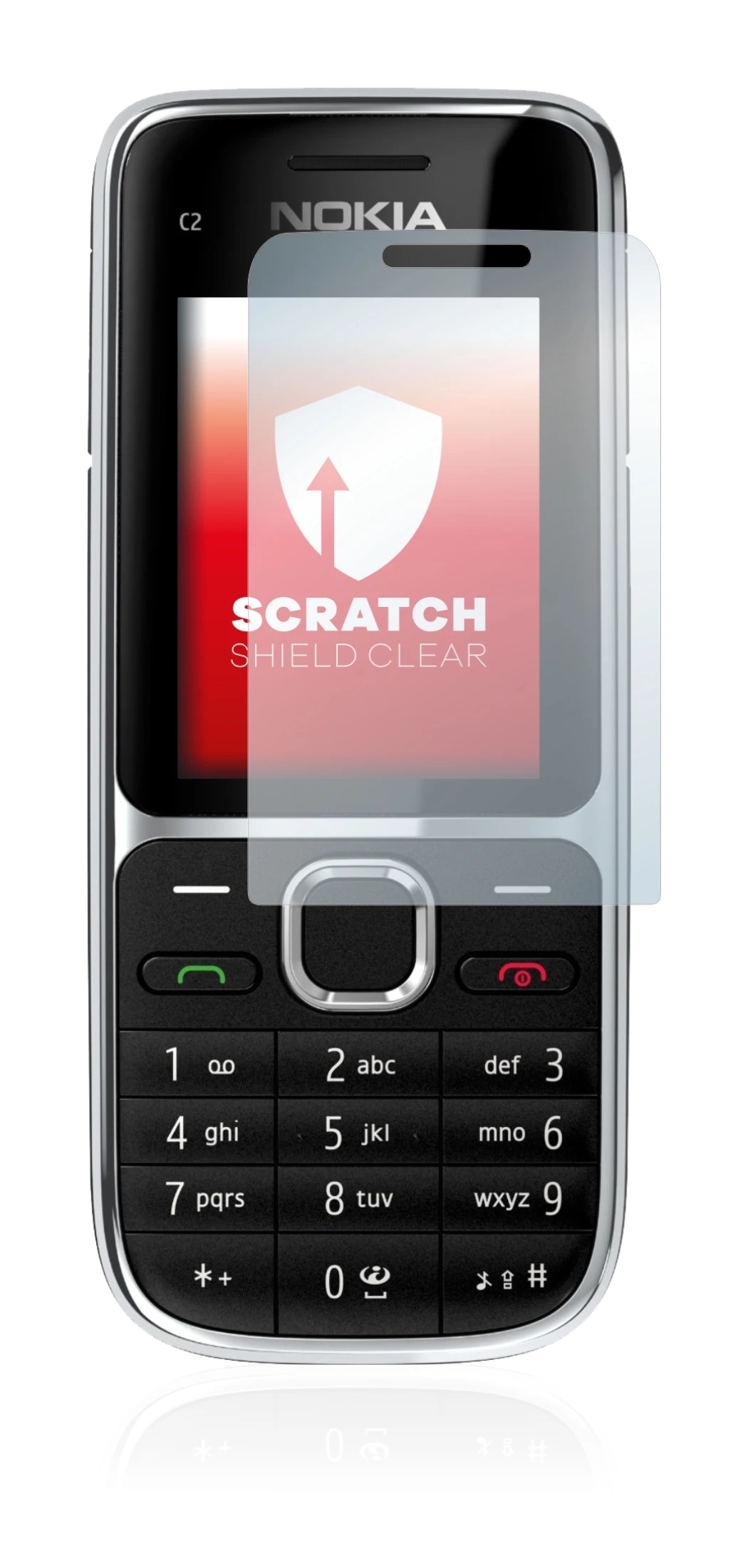 Immagine del dispositivo Nokia C2-01 con un'ampia varietà di protezioni per lo schermo.