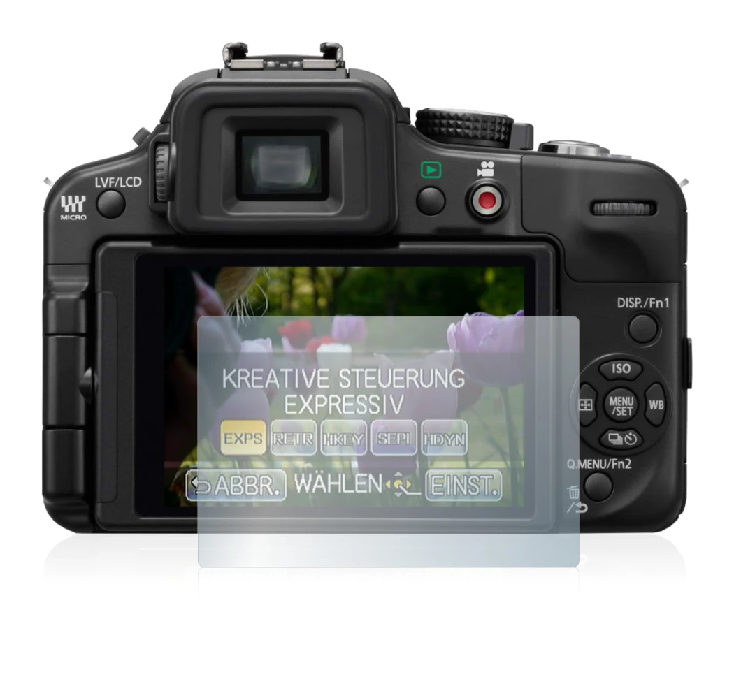Immagine del dispositivo Panasonic Lumix DMC-G3 con un'ampia varietà di protezioni per lo schermo.