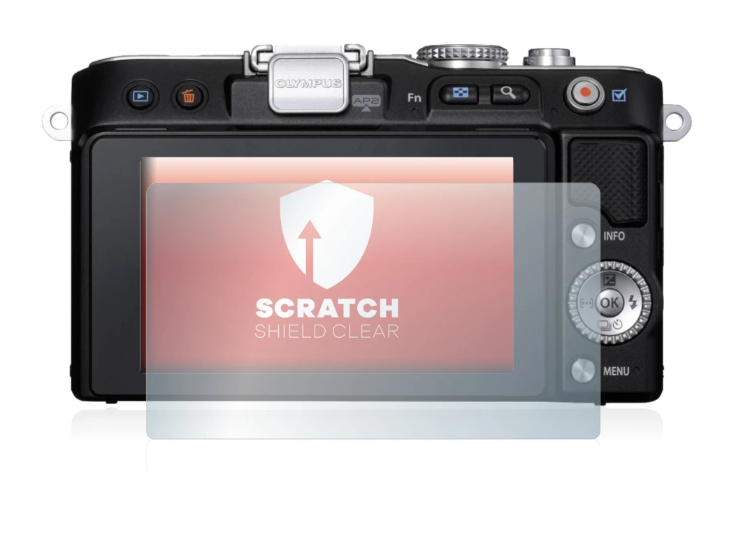 Immagine del dispositivo Olympus PEN E-PL3 con un'ampia varietà di protezioni per lo schermo.