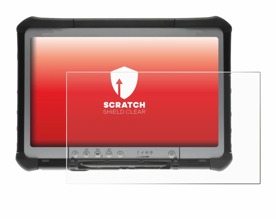 Immagine del dispositivo Panasonic Toughbook CF-D1 con un'ampia varietà di protezioni per lo schermo.