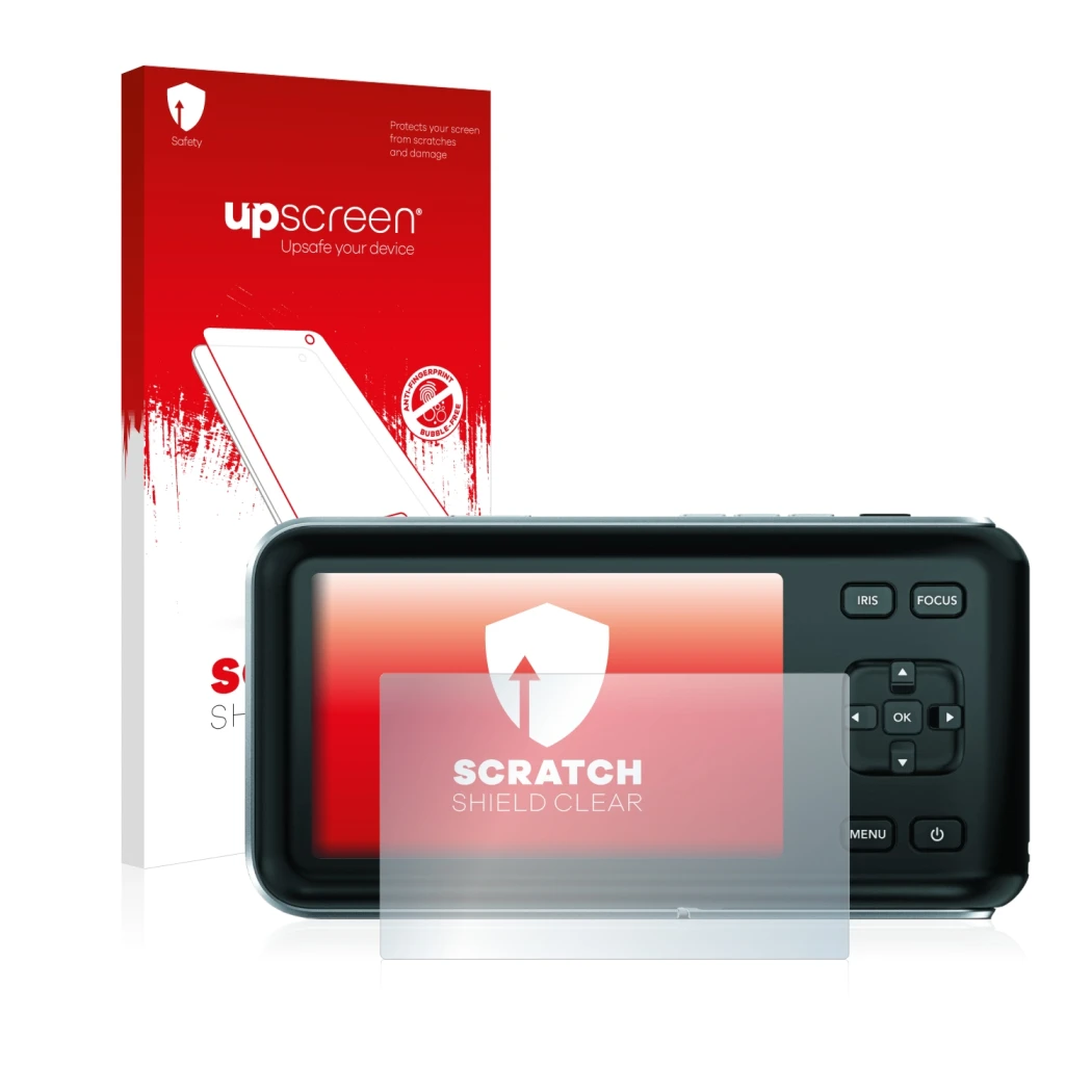 Parte frontale di una confezione del prodotto con il logo del marchio upscreen. Accanto è raffigurato il dispositivo Blackmagi