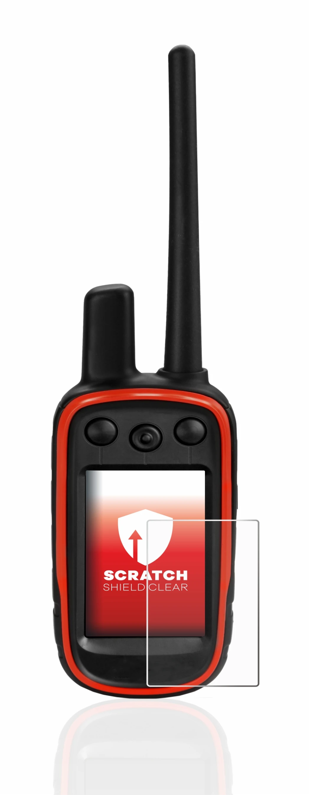 Immagine del dispositivo Garmin Alpha 100 con un'ampia varietà di protezioni per lo schermo.
