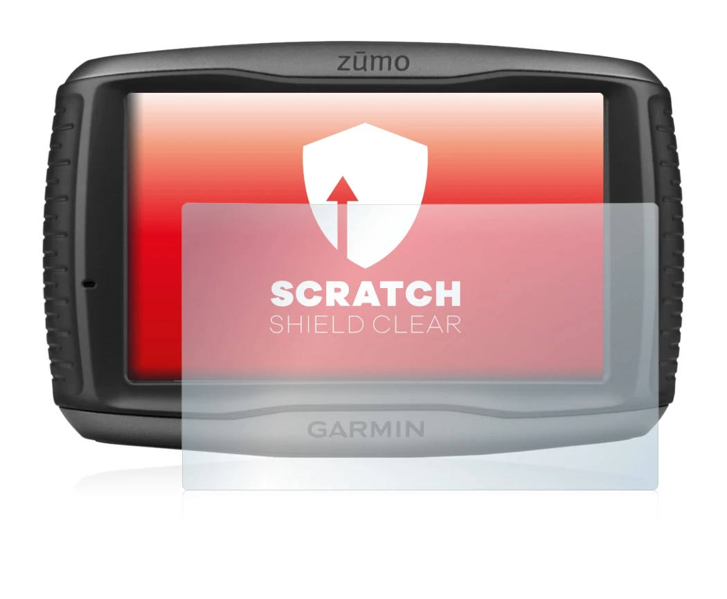 Immagine del dispositivo Garmin zumo 590LM con un'ampia varietà di protezioni per lo schermo.