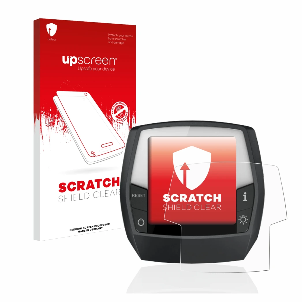 Parte frontale di una confezione del prodotto con il logo del marchio upscreen. Accanto è raffigurato il dispositivo Bosch Int