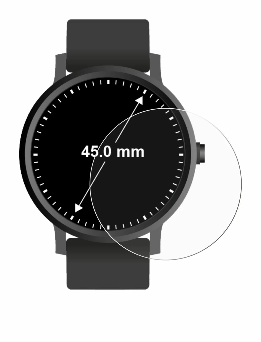 Immagine del dispositivo Orologi (Circolare, ø: 45 mm) con un'ampia varietà di protezioni per lo schermo.
