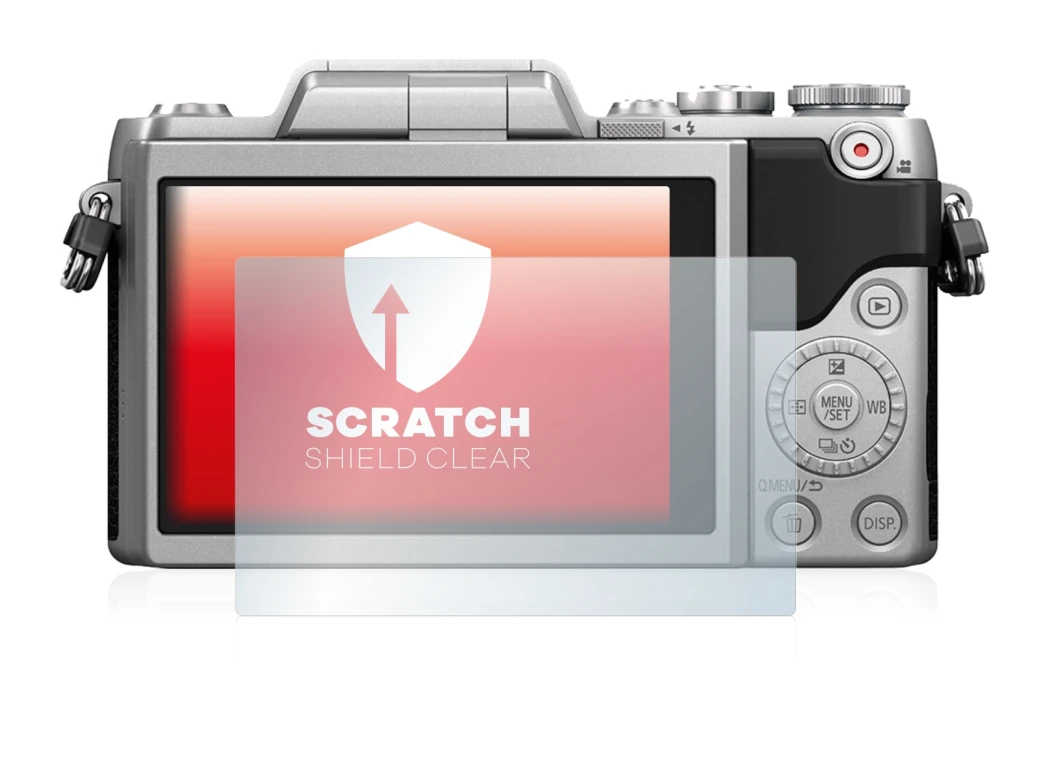 Immagine del dispositivo Panasonic Lumix DMC-GF7 con un'ampia varietà di protezioni per lo schermo.