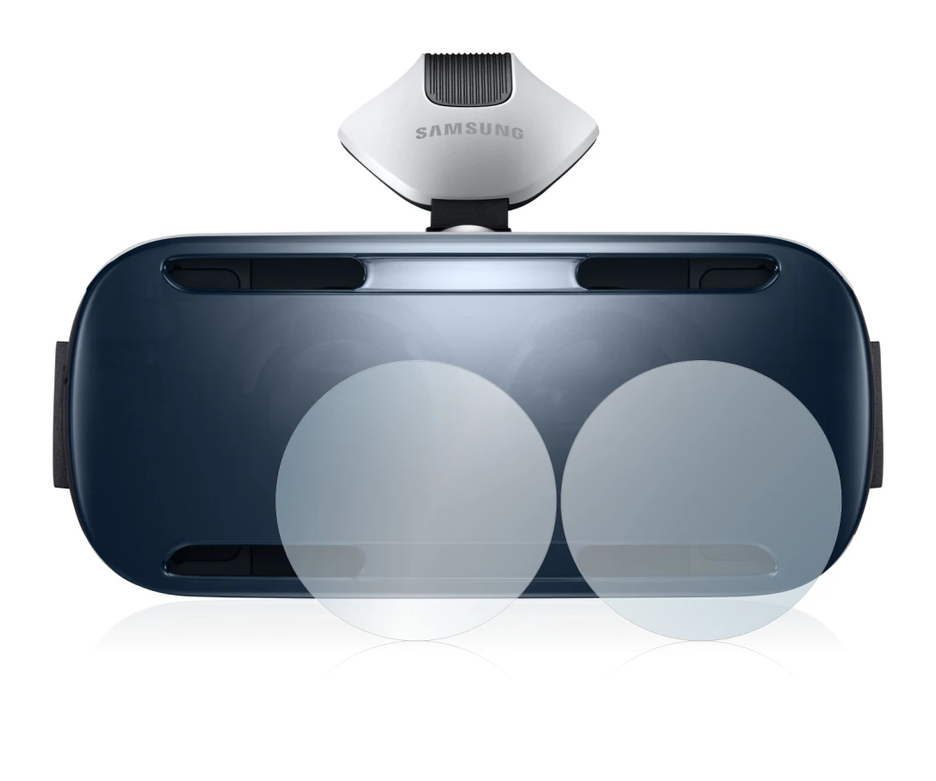 Immagine del dispositivo Samsung Gear VR con un'ampia varietà di protezioni per lo schermo.