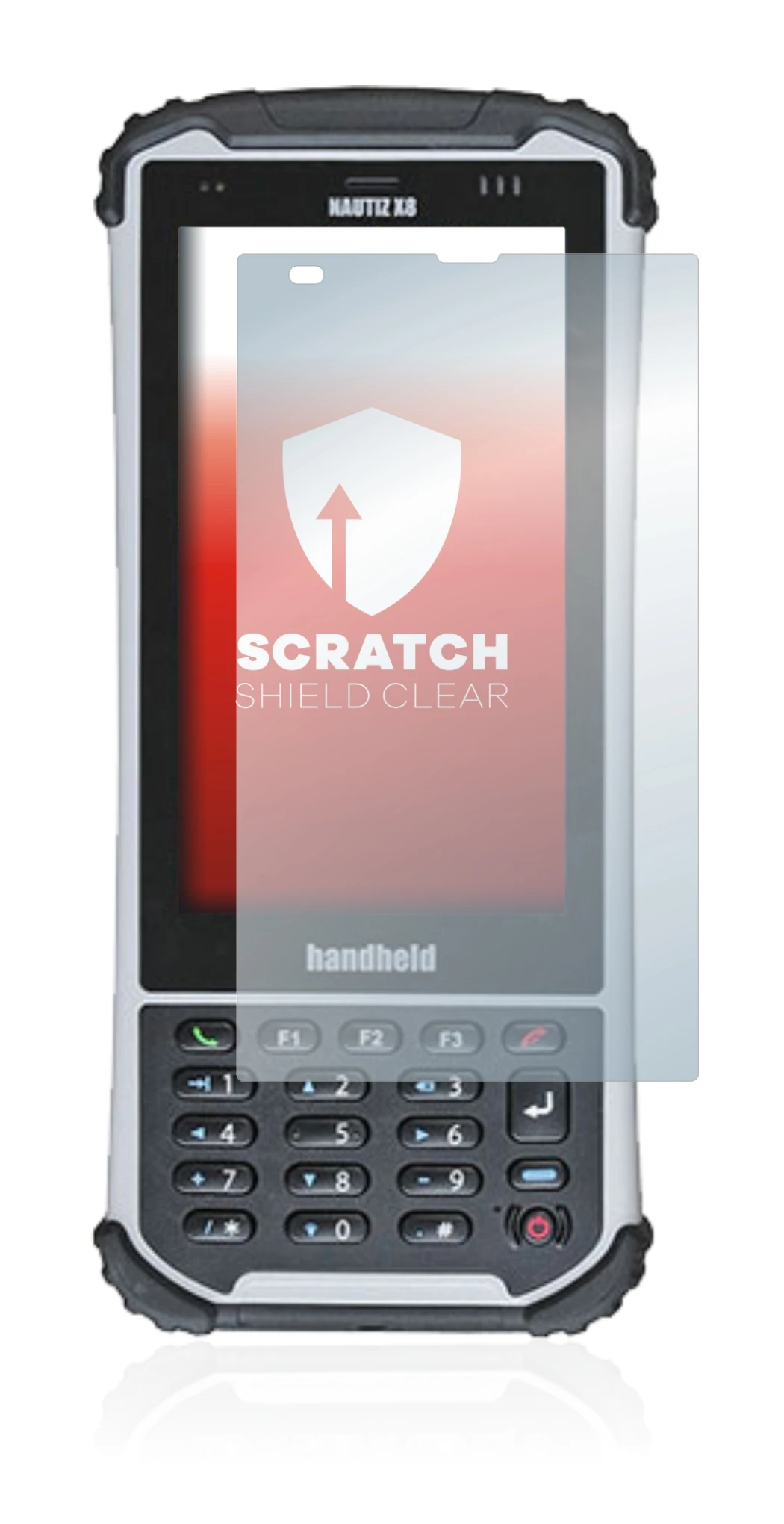 Immagine del dispositivo Handheld Nautiz X8 con un'ampia varietà di protezioni per lo schermo.