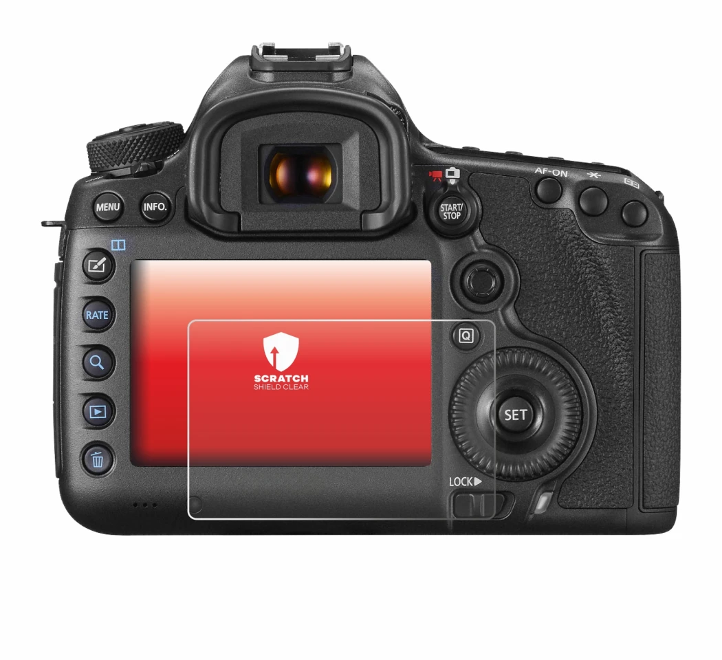 Immagine del dispositivo Canon EOS 5DS R con un'ampia varietà di protezioni per lo schermo.