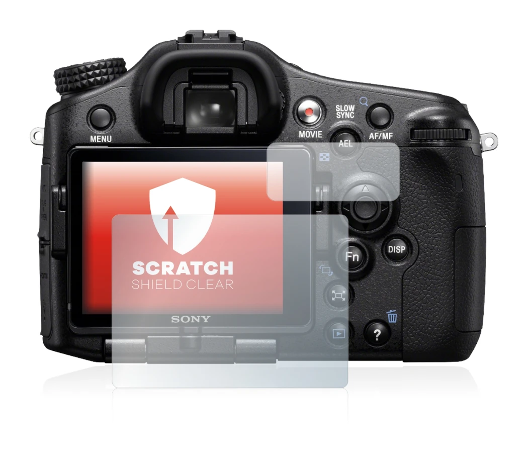 Immagine del dispositivo Sony Alpha 77 (SLT-77) con un'ampia varietà di protezioni per lo schermo.