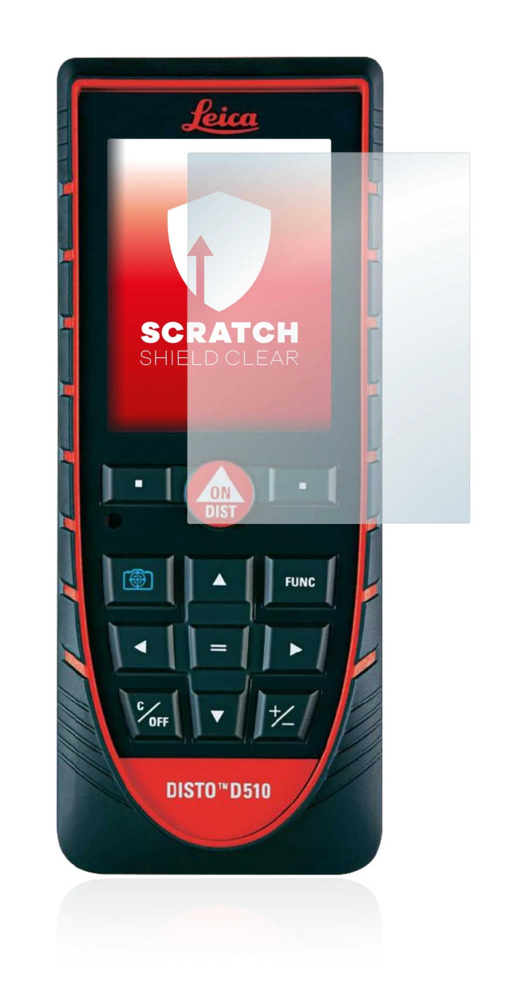 Immagine del dispositivo Leica DISTO D510 con un'ampia varietà di protezioni per lo schermo.