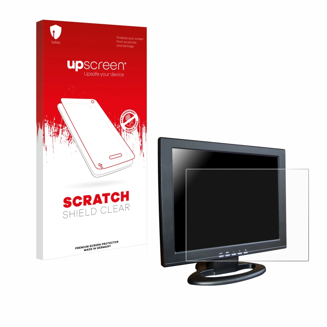 Parte frontale di una confezione del prodotto con il logo del marchio upscreen. Accanto è raffigurato il dispositivo SDC Touch