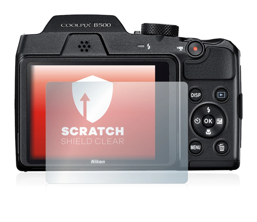 Immagine del dispositivo Nikon Coolpix B500 con un'ampia varietà di protezioni per lo schermo.