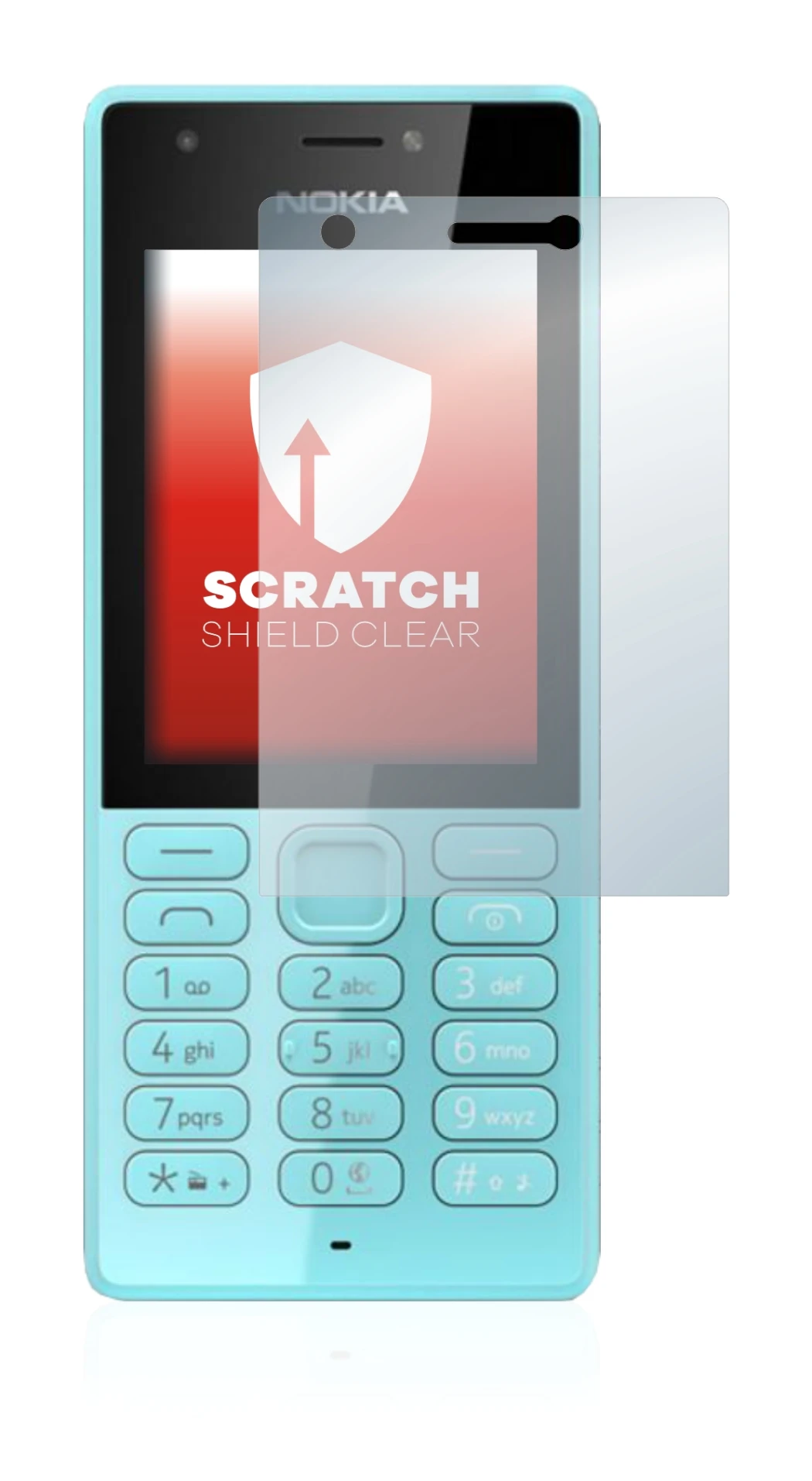 Immagine del dispositivo Nokia 216 con un'ampia varietà di protezioni per lo schermo.
