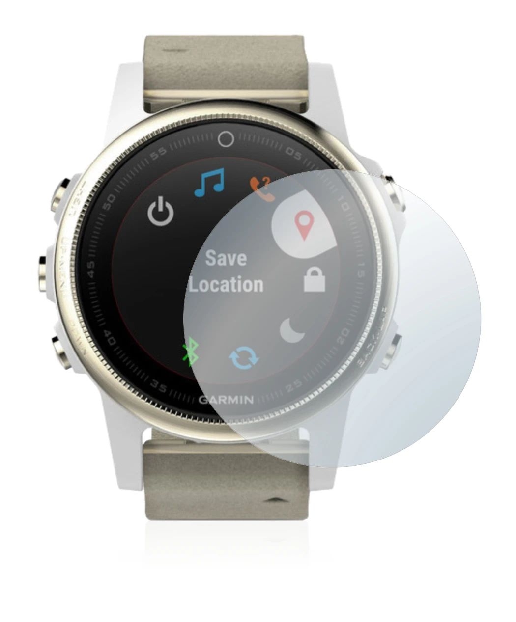 Immagine del dispositivo Garmin Fenix 5S (42 mm) con un'ampia varietà di protezioni per lo schermo.