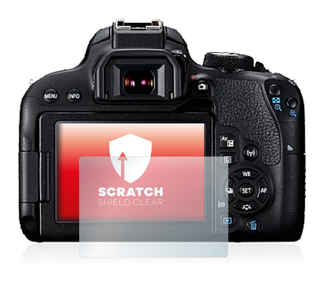 Immagine del dispositivo Canon EOS 800D con un'ampia varietà di protezioni per lo schermo.