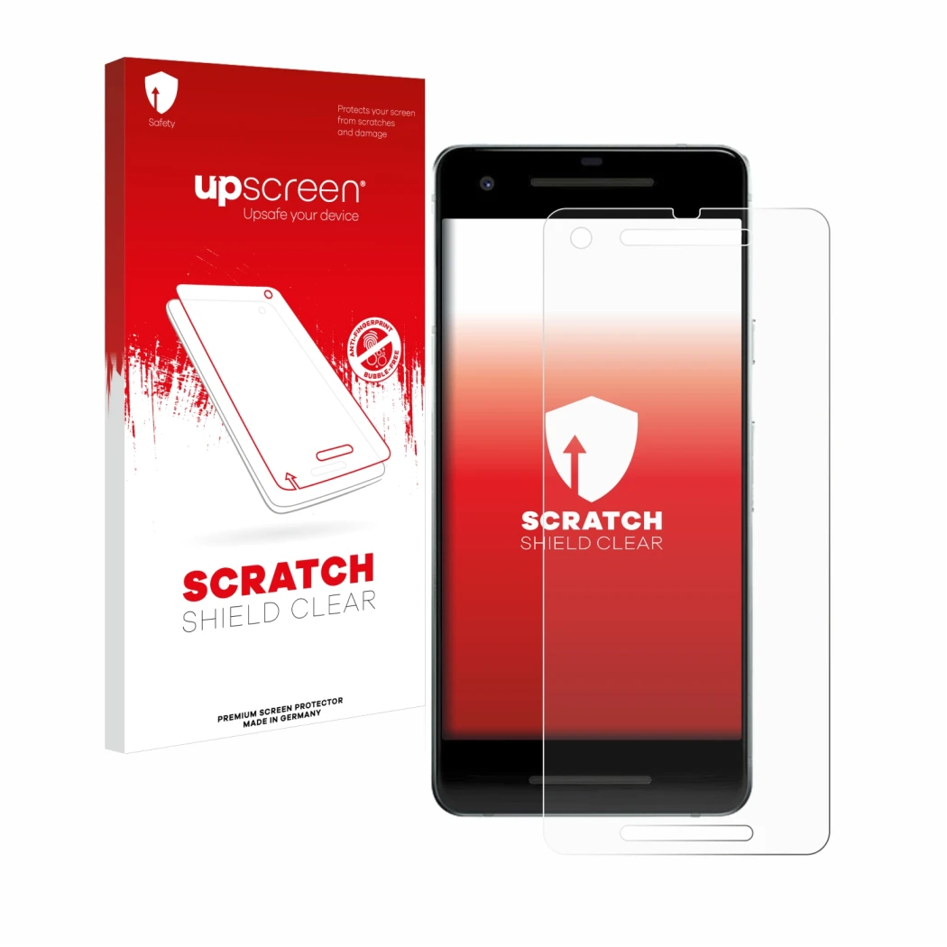 Parte frontale di una confezione del prodotto con il logo del marchio upscreen. Accanto è raffigurato il dispositivo Google Pi