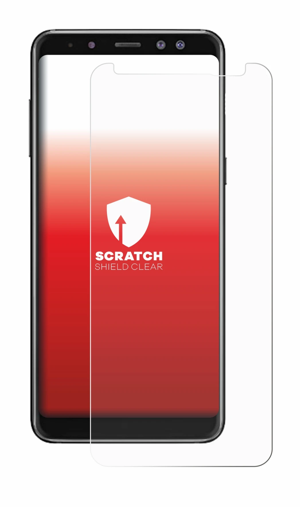 Immagine del dispositivo Samsung Galaxy A8 2018 con un'ampia varietà di protezioni per lo schermo.