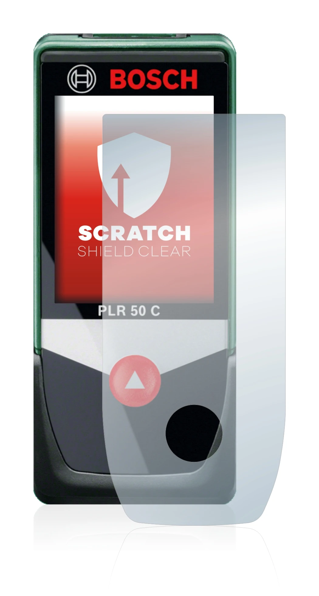 Immagine del dispositivo Bosch PLR 50 C con un'ampia varietà di protezioni per lo schermo.
