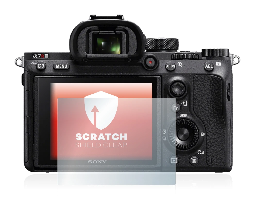 Immagine del dispositivo Sony Alpha 7R III con un'ampia varietà di protezioni per lo schermo.