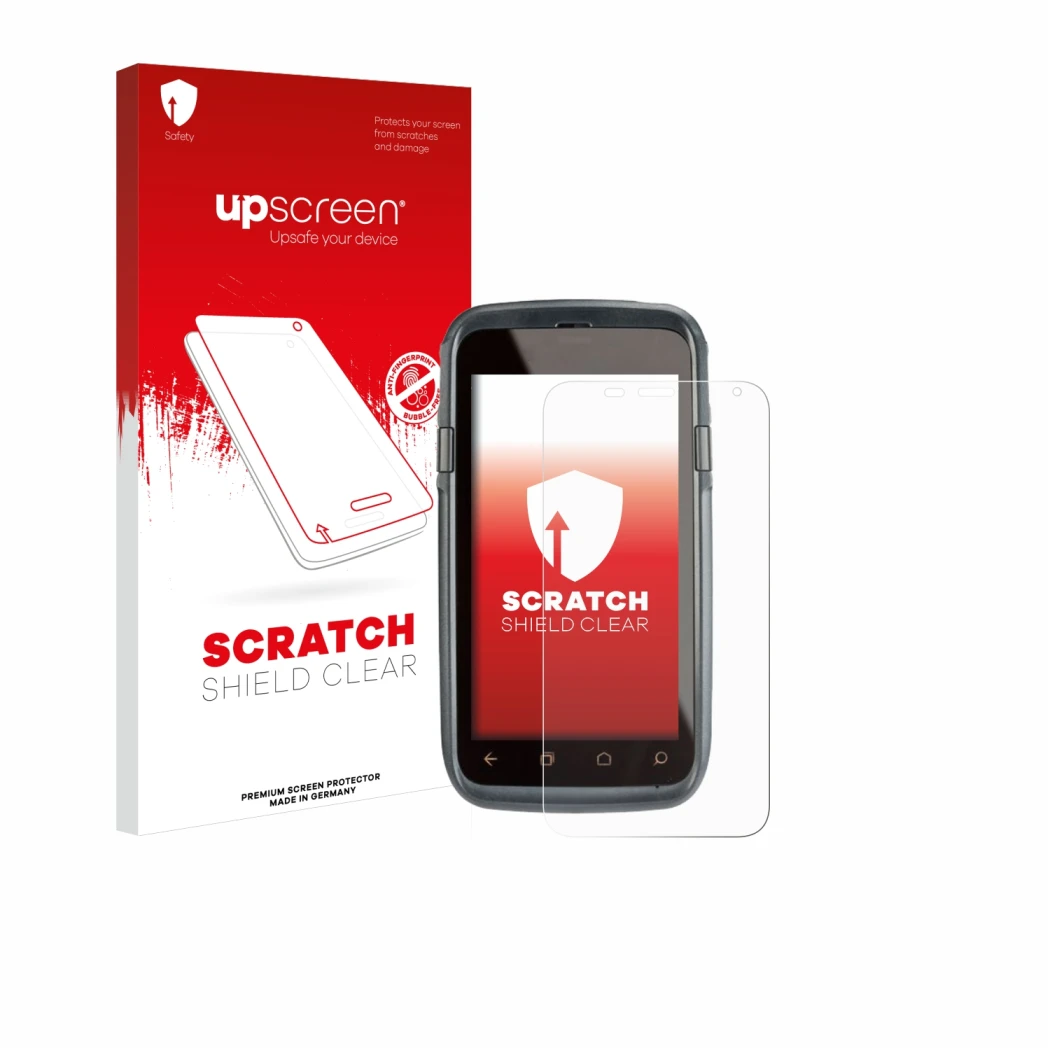 Parte frontale di una confezione del prodotto con il logo del marchio upscreen. Accanto è raffigurato il dispositivo Honeywell