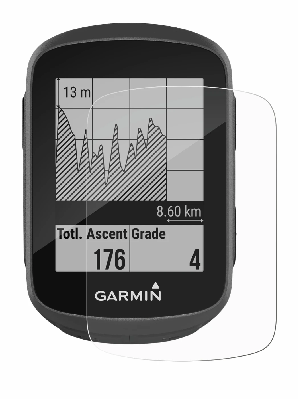 Immagine del dispositivo Garmin Edge 130 con un'ampia varietà di protezioni per lo schermo.