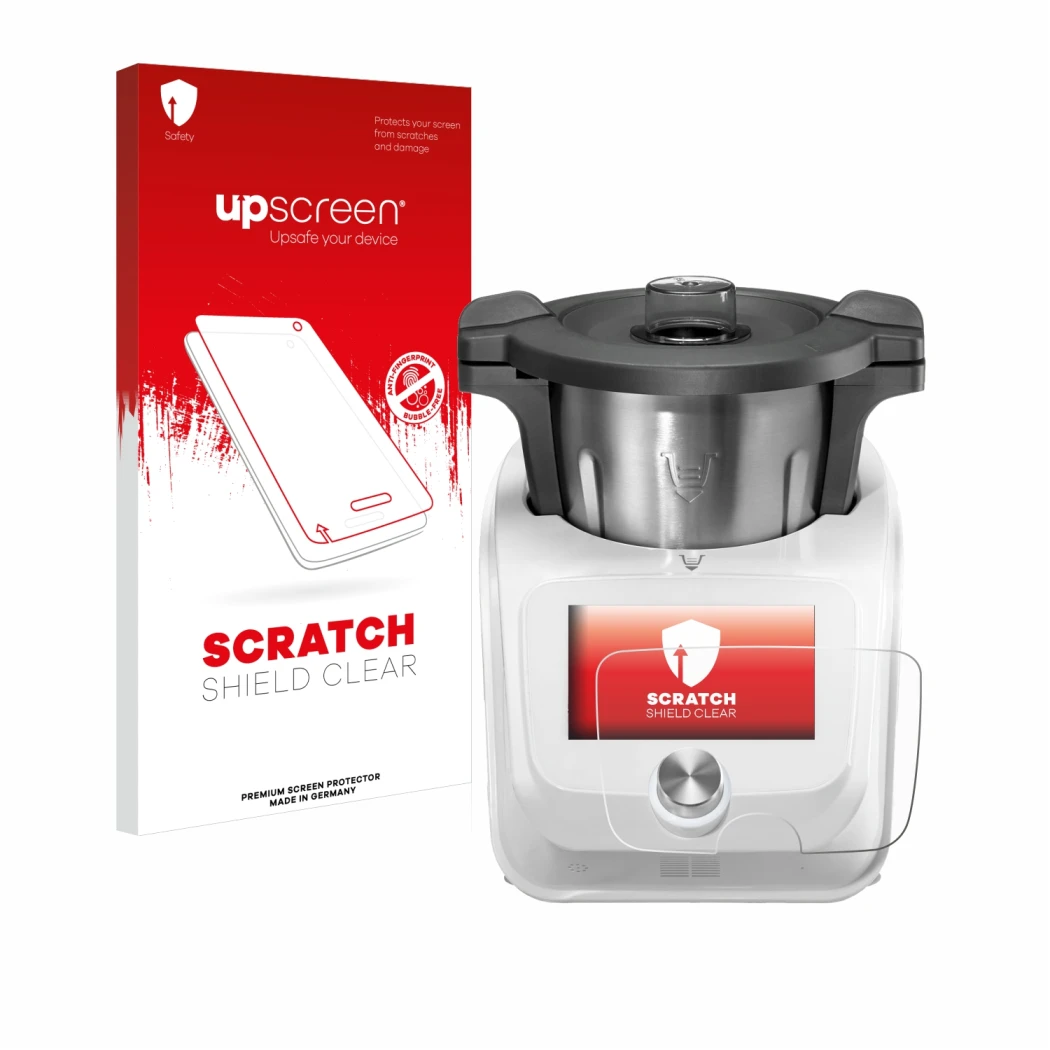 Parte frontale di una confezione del prodotto con il logo del marchio upscreen. Accanto è raffigurato il dispositivo SilverCre