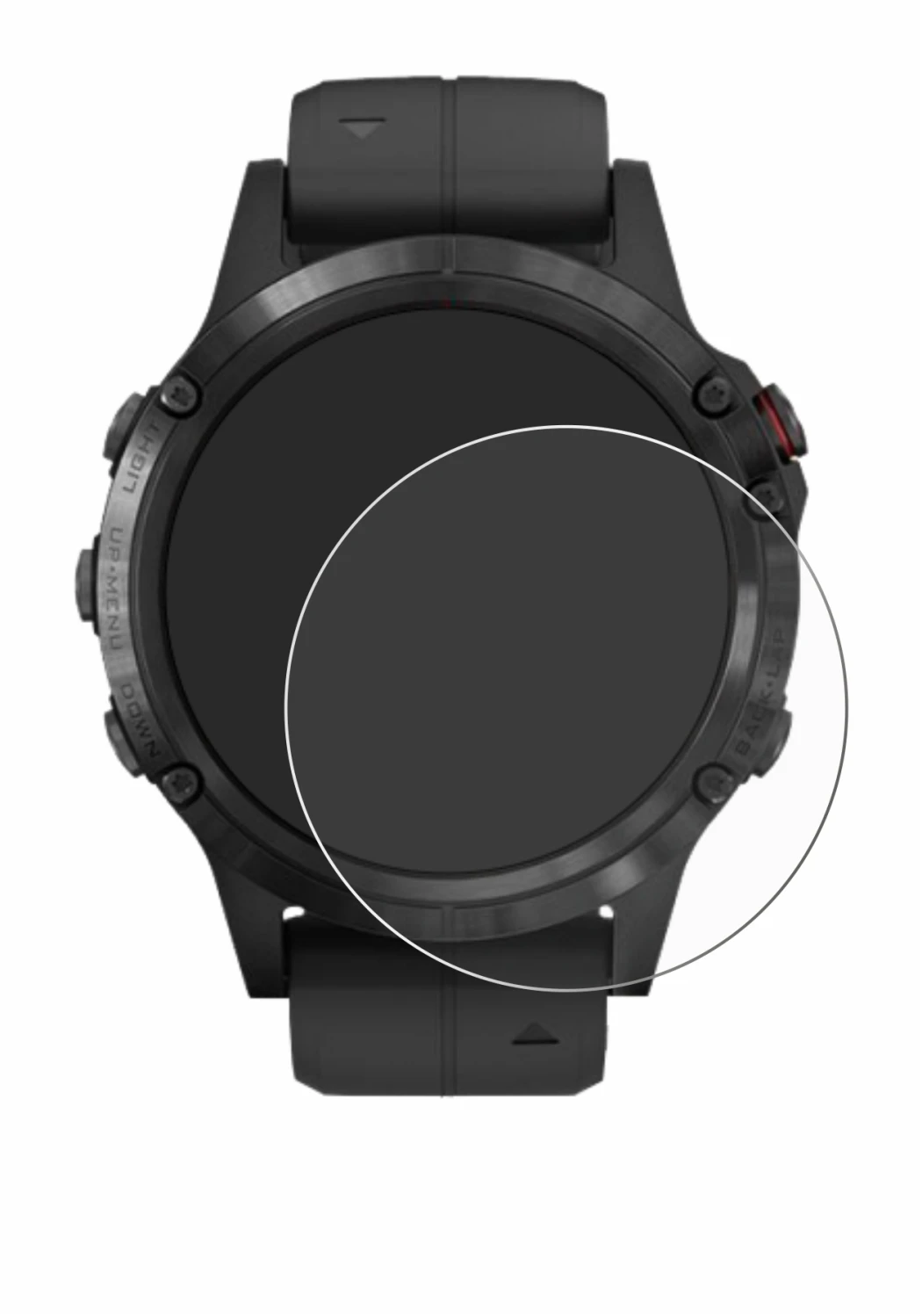 Immagine del dispositivo Garmin Fenix 5 Plus (47 mm) con un'ampia varietà di protezioni per lo schermo.