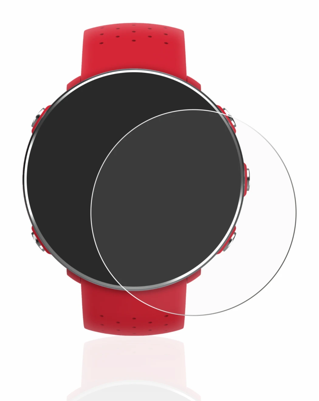 Immagine del dispositivo Polar Vantage M con un'ampia varietà di protezioni per lo schermo.