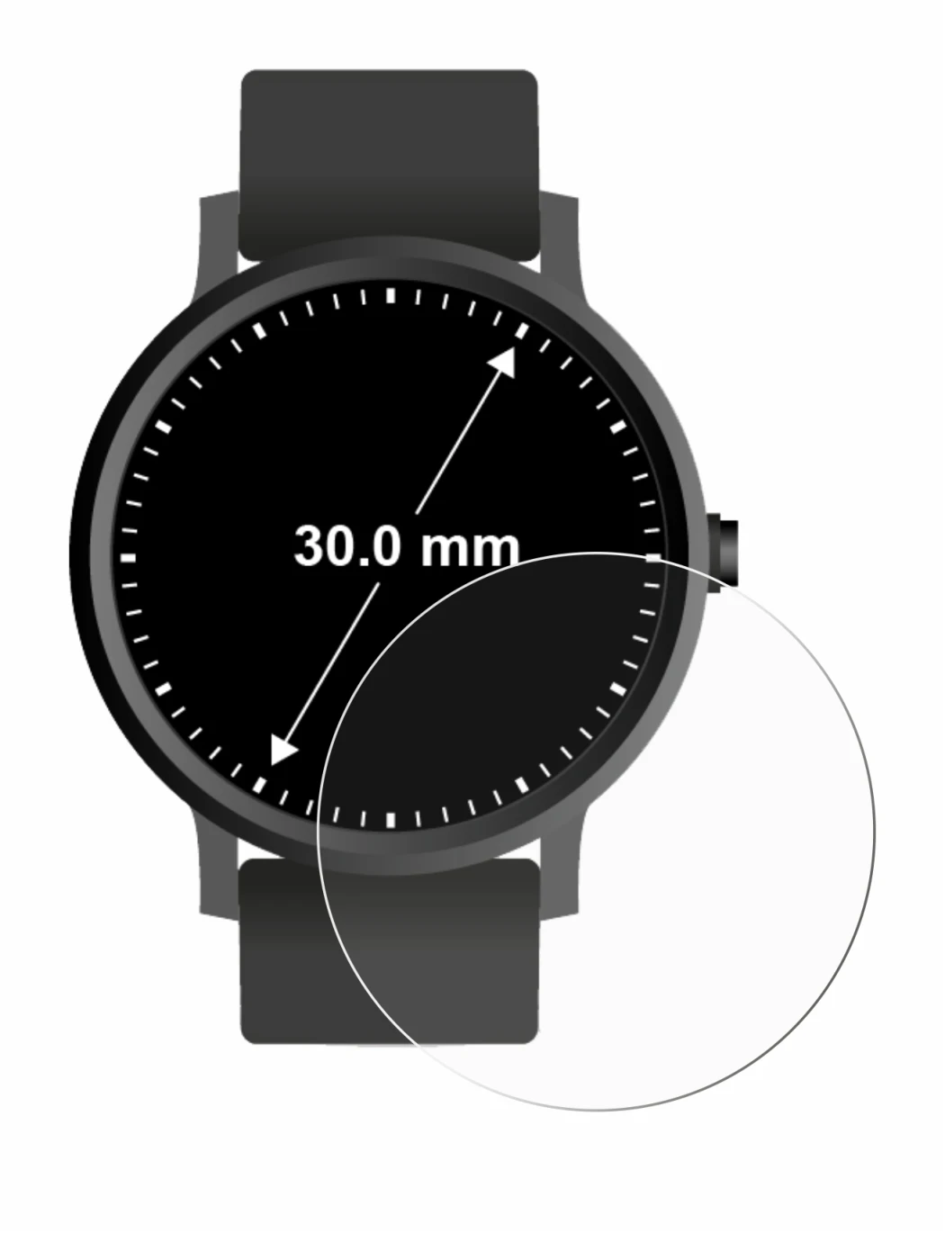 Immagine del dispositivo Circolare Displays (ø: 30 mm) con un'ampia varietà di protezioni per lo schermo.