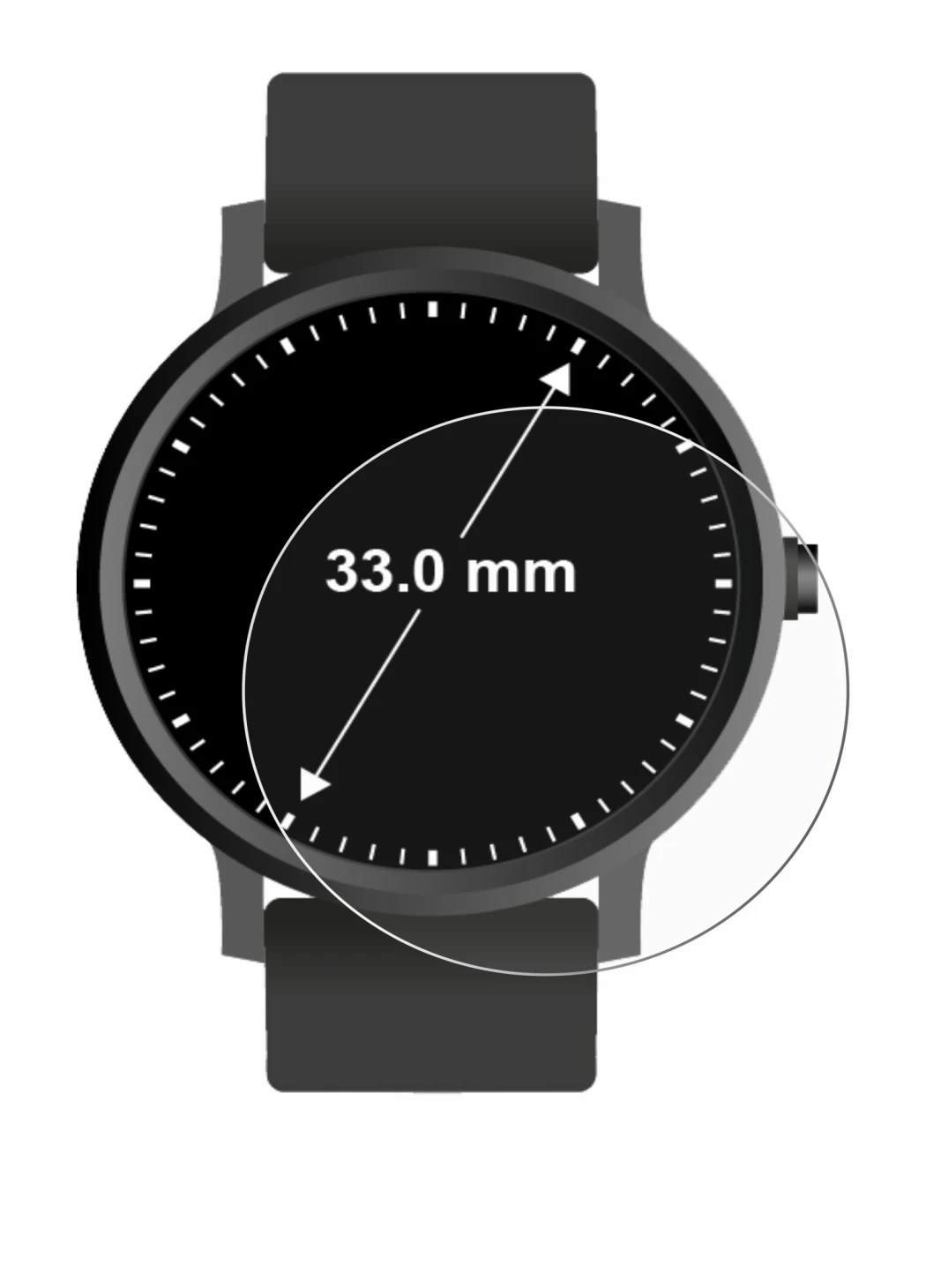 Immagine del dispositivo Circolare Displays (ø: 33 mm) con un'ampia varietà di protezioni per lo schermo.