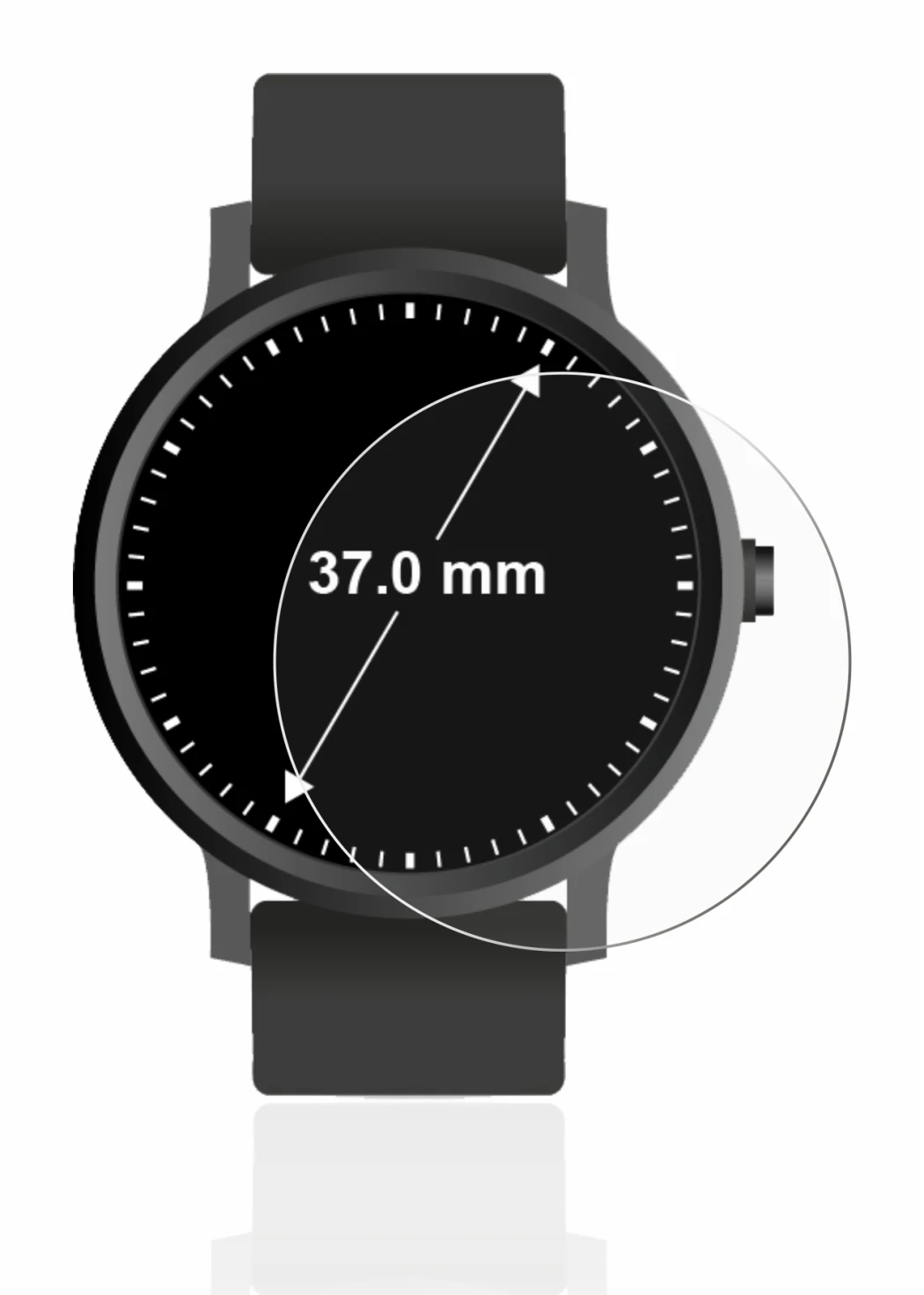 Immagine del dispositivo Circolare Displays (ø: 37 mm) con un'ampia varietà di protezioni per lo schermo.