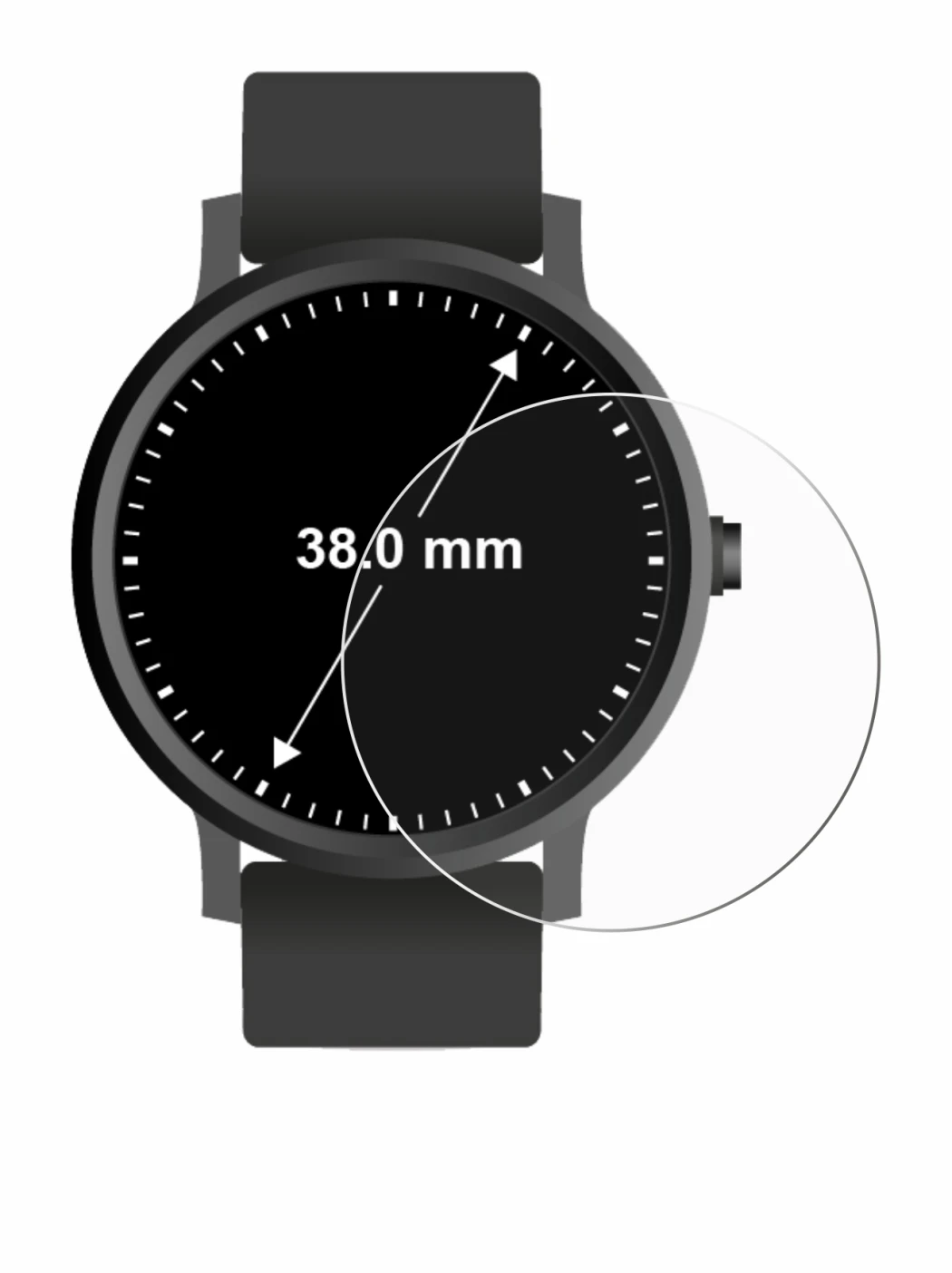 Immagine del dispositivo Circolare Displays (ø: 38 mm) con un'ampia varietà di protezioni per lo schermo.