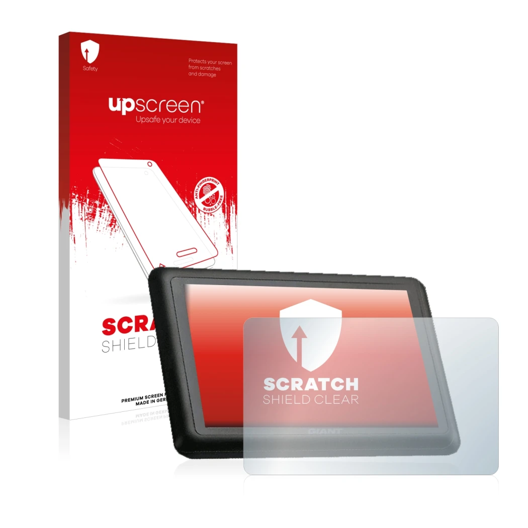 Parte frontale di una confezione del prodotto con il logo del marchio upscreen. Accanto è raffigurato il dispositivo Giant Rid