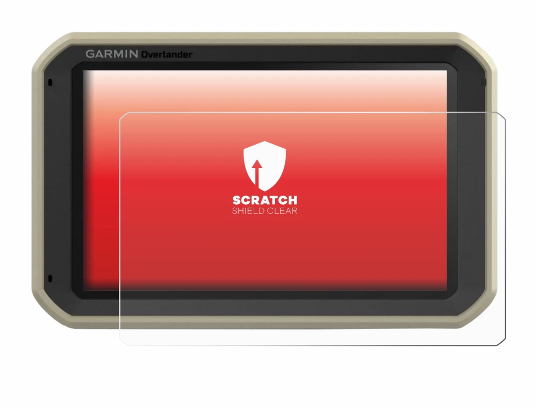 Immagine del dispositivo Garmin Overlander con un'ampia varietà di protezioni per lo schermo.