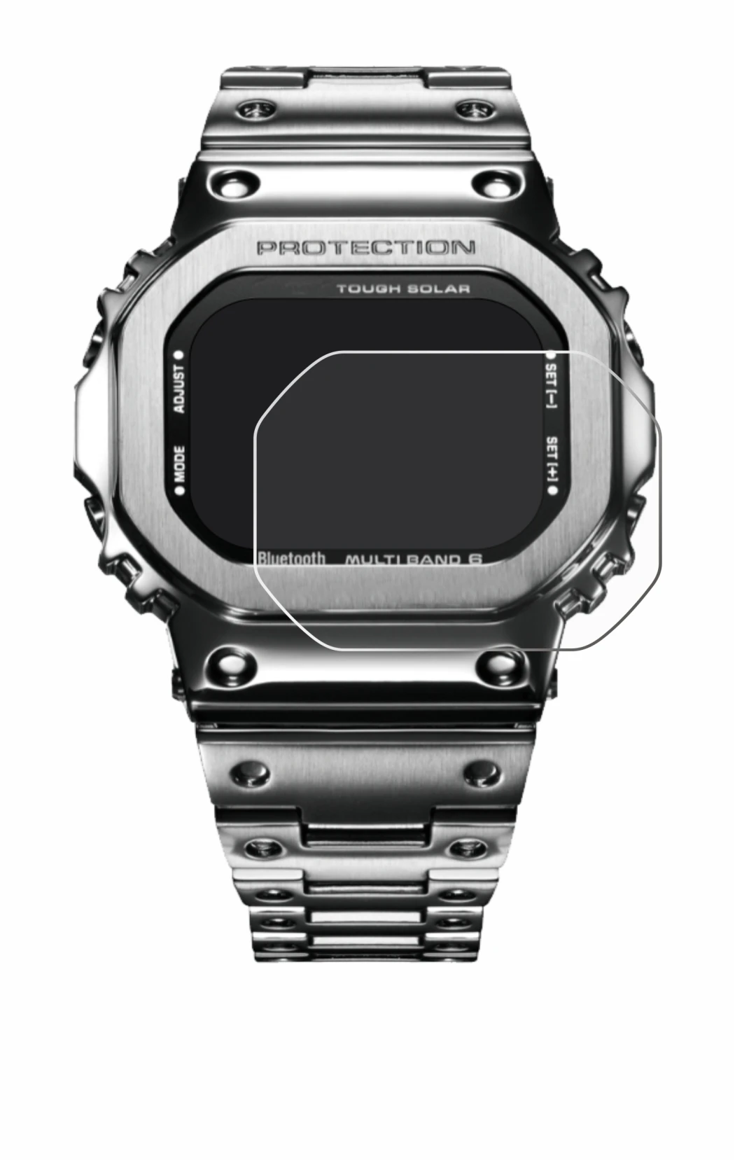 Immagine del dispositivo Casio G-Shock GMW-B5000D-1ER con un'ampia varietà di protezioni per lo schermo.