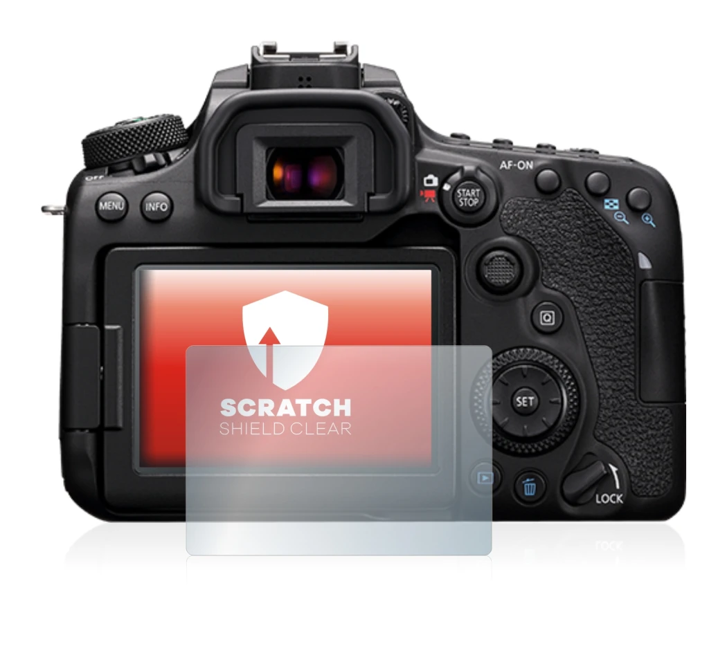 Immagine del dispositivo Canon EOS 90D con un'ampia varietà di protezioni per lo schermo.