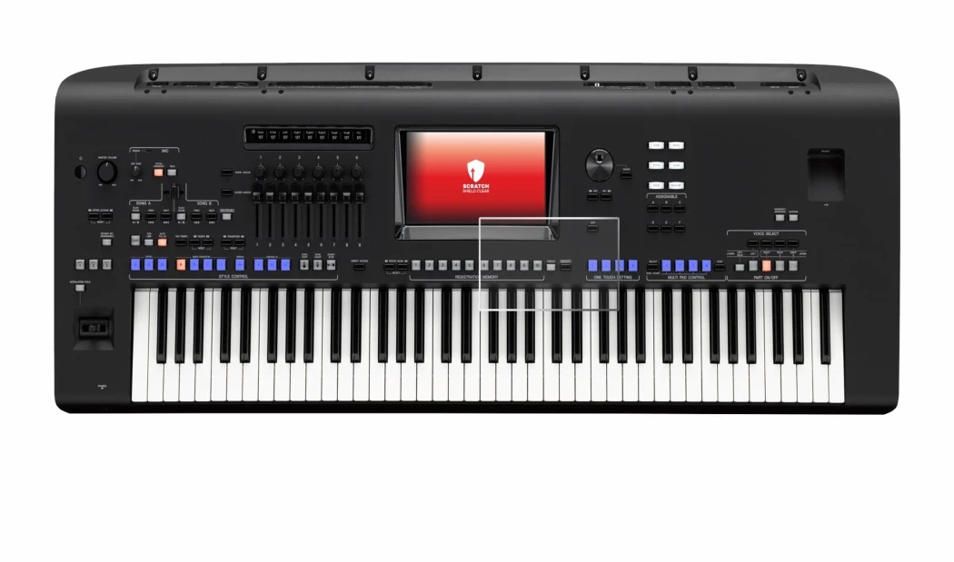 Immagine del dispositivo Yamaha Genos con un'ampia varietà di protezioni per lo schermo.