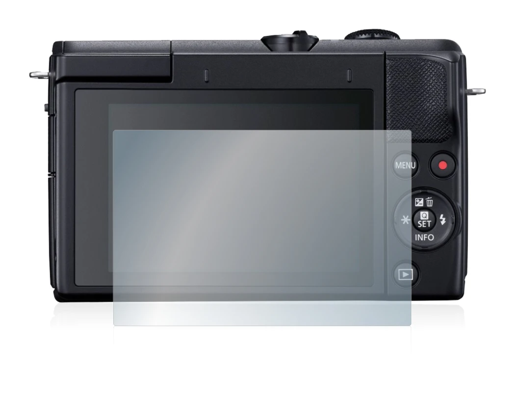 Immagine del dispositivo Canon EOS M200 con un'ampia varietà di protezioni per lo schermo.