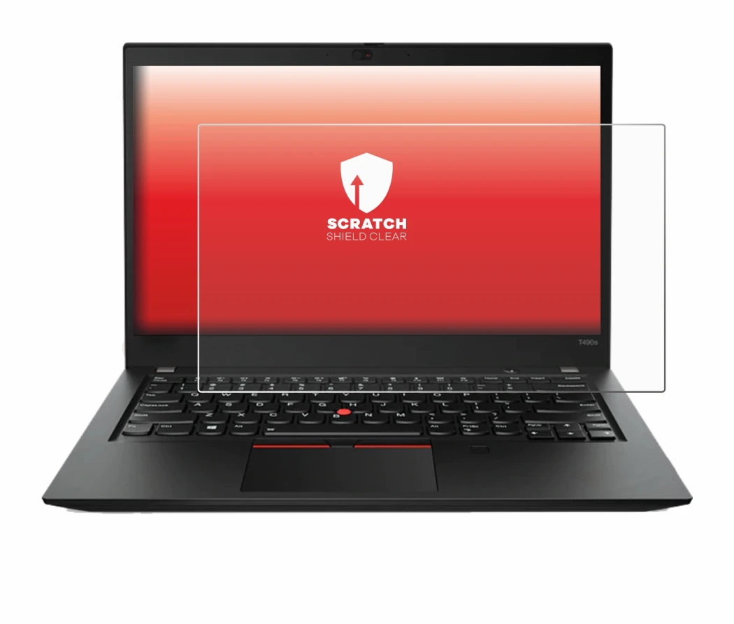 Immagine del dispositivo Lenovo ThinkPad T490s con un'ampia varietà di protezioni per lo schermo.