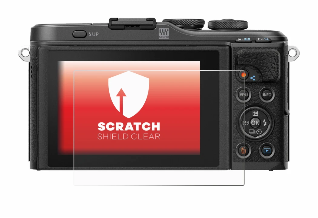 Immagine del dispositivo Olympus PEN E-PL10 con un'ampia varietà di protezioni per lo schermo.