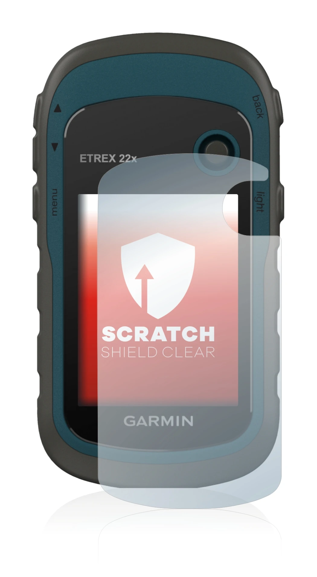 Immagine del dispositivo Garmin eTrex 22x con un'ampia varietà di protezioni per lo schermo.