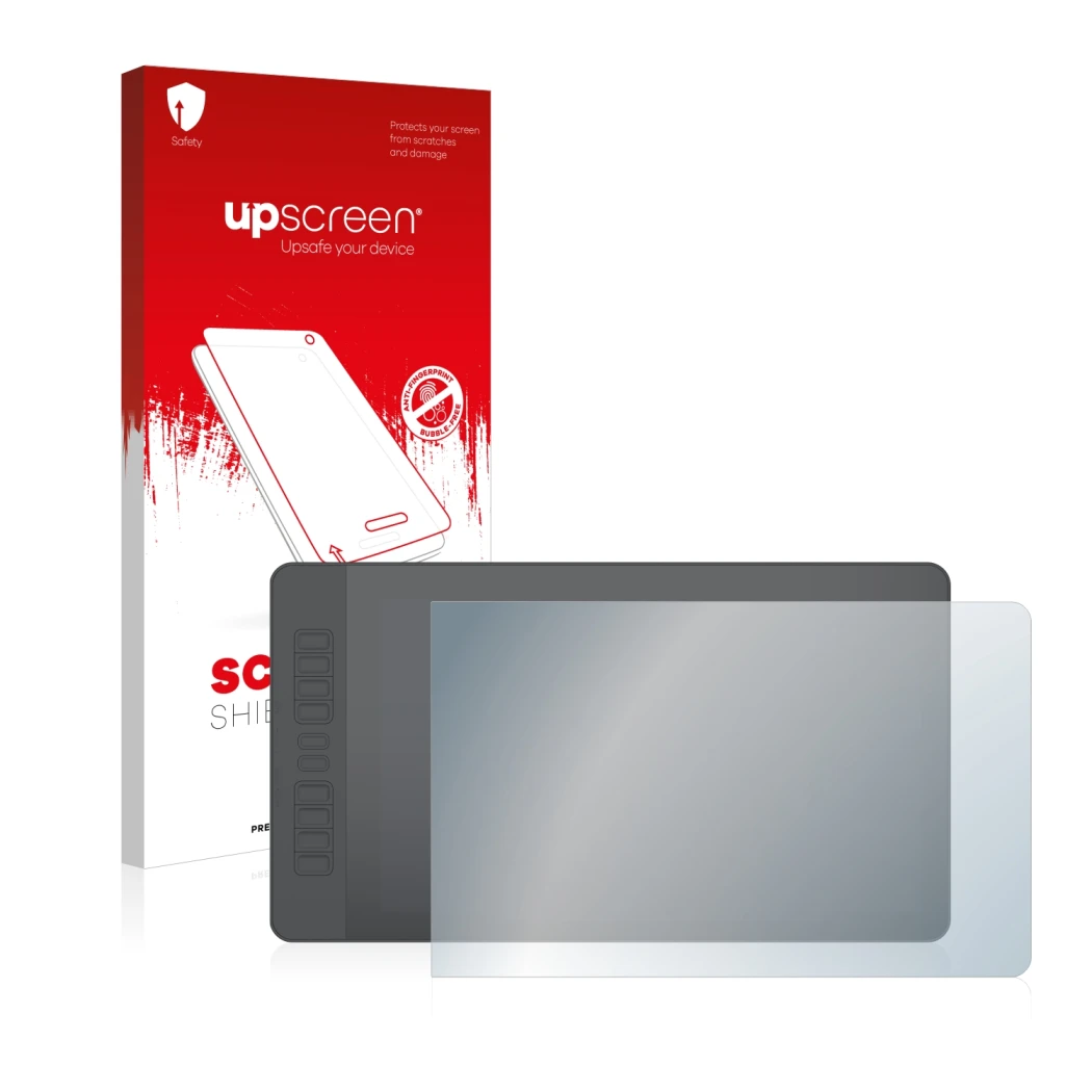 Parte frontale di una confezione del prodotto con il logo del marchio upscreen. Accanto è raffigurato il dispositivo Gaomon PD