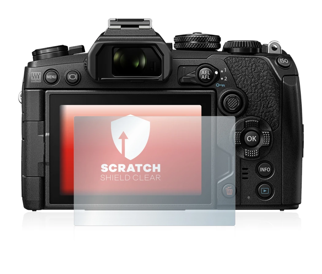 Immagine del dispositivo Olympus OM-D E-M1 Mark III con un'ampia varietà di protezioni per lo schermo.